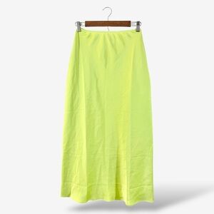 ASOS Satin Slip Midi Skirt Lime Green Size US 2 Party Cocktail Formal Casual